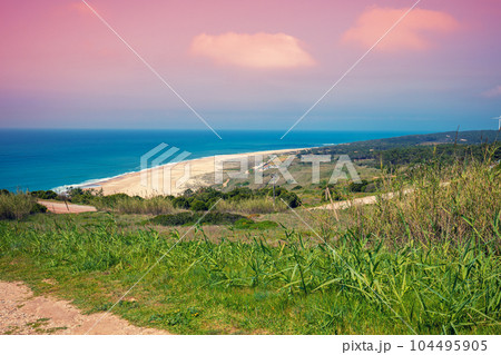 Atlantic Ocean. Beach in Nazare Portugal, Europe 104495905