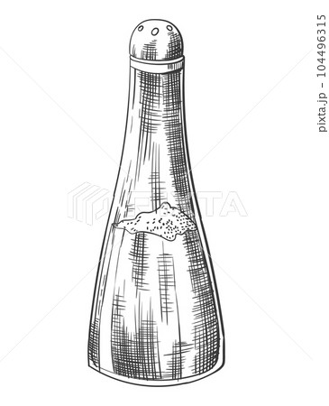 Sea salt sketch. Hand draw spice, vintage sea powder. Food ingredients to cook, isolated coloring vector illustration Sea salt sketch. Hand draw spice, vintage sea powder. Food ingredients to cook, isolated coloring vector illustration 104496315