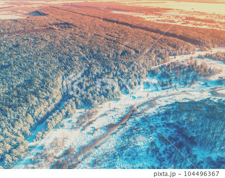 Aerial view of the forest and the countryside Aerial view of the forest and the countryside 104496367