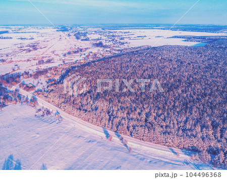 Aerial view of the forest and the countryside 104496368