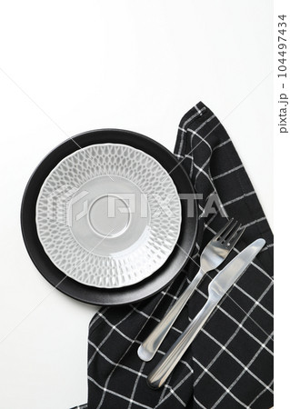 Composition with empty dish, concept of different dish Composition with empty dish, concept of different dish 104497434