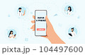 Refer a friend concept Business partnership strategy Phone with friends contacts Social media marketing Influence blogger promotion services and goods for his followers online Vector illustration 104497600