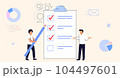 Survey form vector illustration Online exam Questionnaire form Online education Internet quiz Feedback customers or opinion form User experiences concept To do list paper note Yes No 104497601