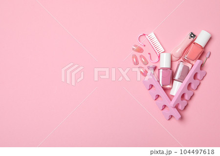 Concept of nail art, tools for pedicure and manicure 104497618