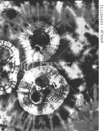 Tie dye background Geometric pattern texture Coral 70s fabric Vector illustration Psychedelic hippie light Shibori Batik brush seamless and repeat design Paint splatter spiral Black and white Tie dye background Geometric pattern texture Coral 70s fabric Vector illustration Psychedelic hippie light Shibori Batik brush seamless and repeat design Paint splatter spiral Black and white 104497731