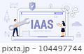 IAAS Infrastructure as service computing Code line of programming internet application Flexible cloud computing model Optimization of business process for startups and enterprises Vector illustration 104497744
