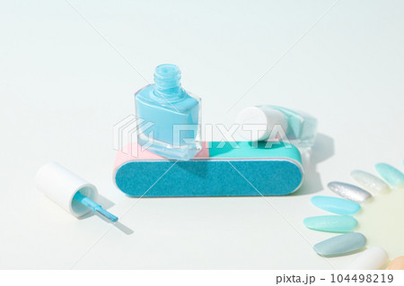 Concept of nail art, tools for pedicure and manicure 104498219