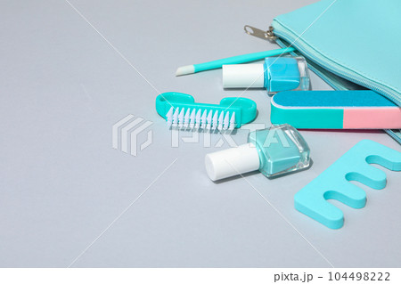 Concept of nail art, tools for pedicure and manicure 104498222