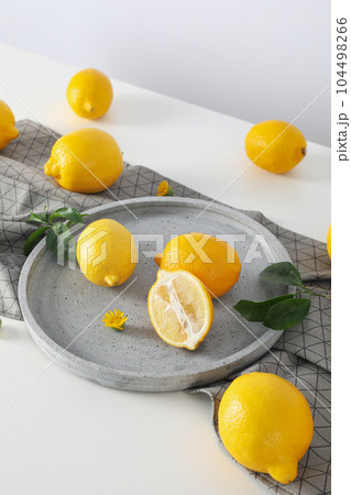 Concept of tasty citrus fruit - delicious lemon 104498266