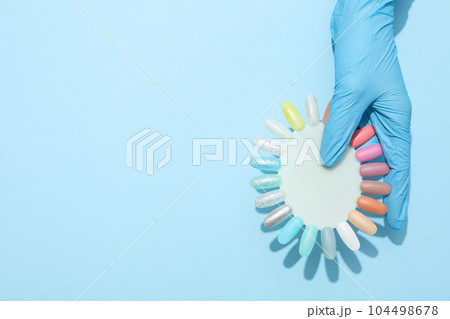 Concept of nail art, tools for pedicure and manicure Concept of nail art, tools for pedicure and manicure 104498678