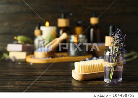 Concept of skin and face care, lavender cosmetic 104498755