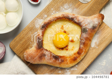 National Georgian cuisine food, flour product - Khachapuri 104498781