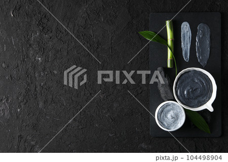 Concept of face and skin care - bamboo and charcoal Concept of face and skin care - bamboo and charcoal 104498904