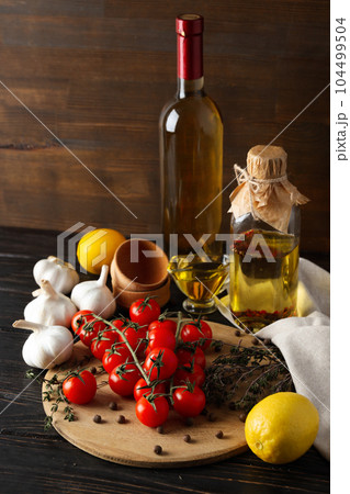 Concept of different world cuisine - Italian food and cuisine 104499504