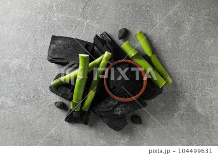 Concept of face and skin care - bamboo and charcoal 104499631
