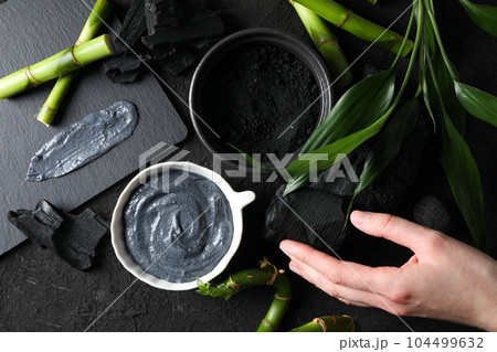 Concept of face and skin care - bamboo and charcoal 104499632