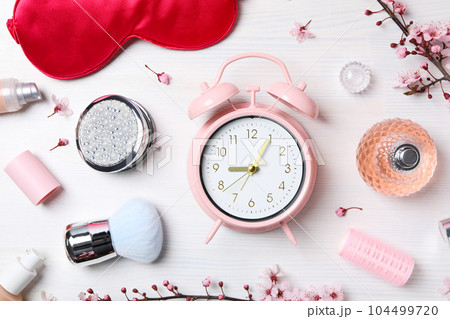 Concept of sleep and wake up with alarm clock Concept of sleep and wake up with alarm clock 104499720