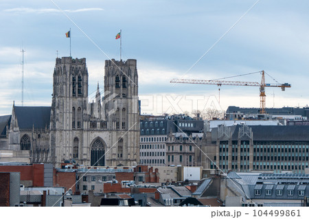 Sainte Gudulle cathedral seen from the roof of the new administrative center of the City of Brussels, Brucity. Sainte Gudulle cathedral seen from the roof of the new administrative center of the City of Brussels, Brucity. 104499861