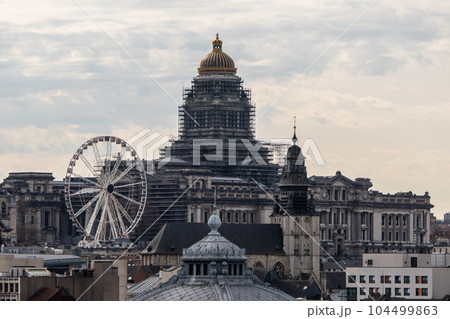 Courthouse and Ferris wheel from the roof of the new administrative center of the City of Brussels, Brucity. Courthouse and Ferris wheel from the roof of the new administrative center of the City of Brussels, Brucity. 104499863