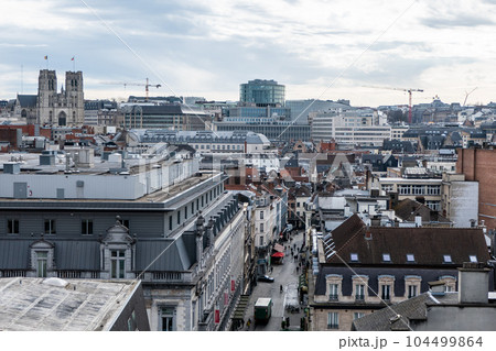 Sainte Gudulle cathedral seen from the roof of the new administrative center of the City of Brussels, Brucity. 104499864