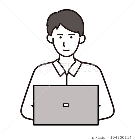 ノートパソコンで作業をする男性 104500114
