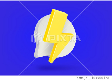 Speech bubble with thunderbolt. 3d vector illustration 104500178