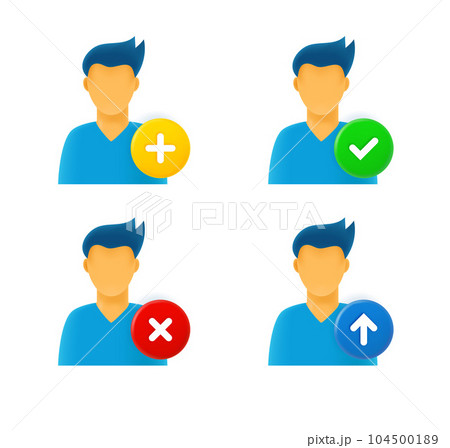 Man icon set with different pictograms. 3d vector icons set 104500189