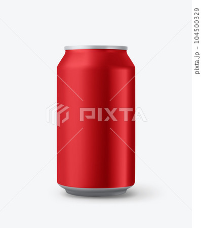Red aluminium 330 ml can mockup isolated on white background. 3d vector illustration 104500329