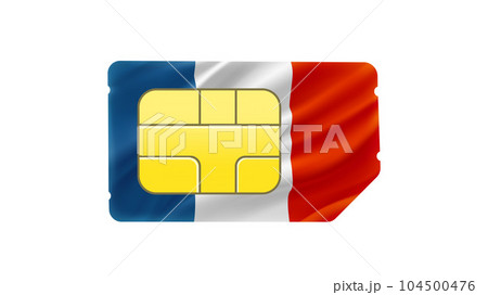 Mobile operator SIM card with France flag. 3d vector illustration 104500476