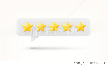Speech bubble with rating stars. Feedback concept. 3d vector illustration Speech bubble with rating stars. Feedback concept. 3d vector illustration 104500601
