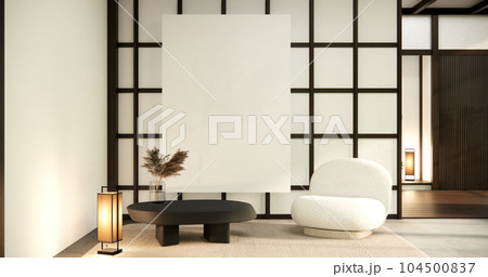 Minimalist japandi style living room decorated with sofa Minimalist japandi style living room decorated with sofa 104500837