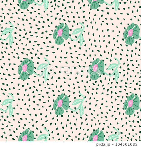 Contemporary cute stylized flowers seamless pattern. Decorative naive style botanical wallpaper. 104501085