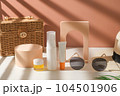 sunscreen and suncare with lip balm for summer beauty and fashion. 104501906