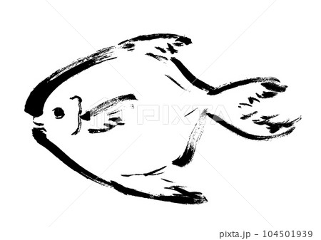 マナガツオの手描き和風イラスト和風素材 104501939