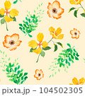 Seamless watercolor pattern whith yellow flowers on light yellow background. Suits like print on textile, clothes, paper 104502305