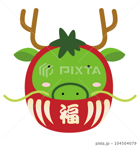 辰年年賀状素材（ダルマ) 104504079