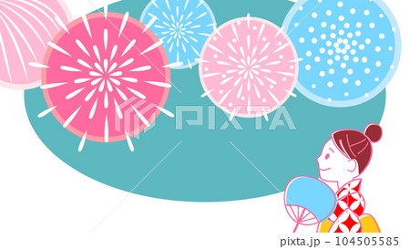 花火を見る女性のイラスト 花火を見る女性のイラスト 104505585