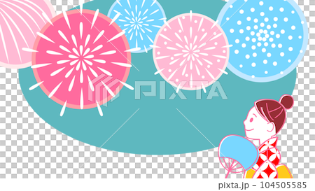 Illustration of a woman watching fireworks 104505585