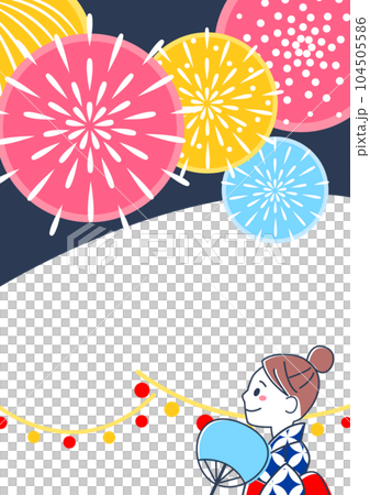 花火を見る女性のイラスト 104505586