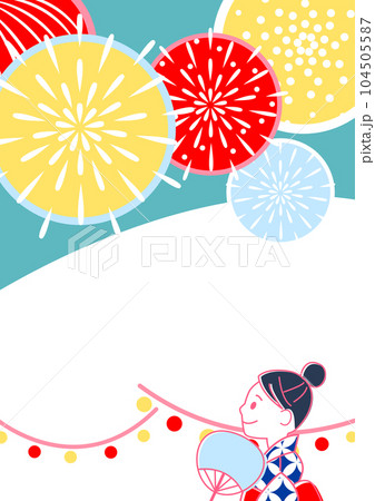 花火を見る女性のイラスト 花火を見る女性のイラスト 104505587