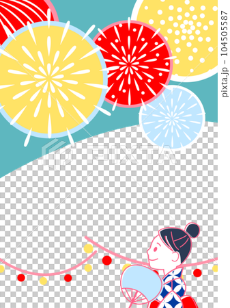 Illustration of a woman watching fireworks 104505587
