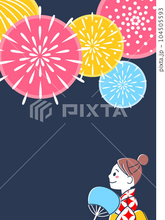 花火を見る女性のイラスト 花火を見る女性のイラスト 104505593