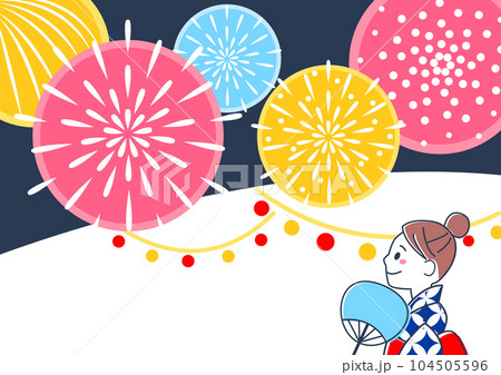 花火を見る女性のイラスト 104505596