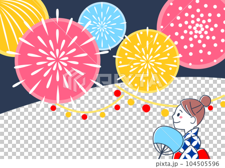 花火を見る女性のイラスト 104505596