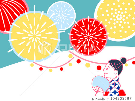 花火を見る女性のイラスト 花火を見る女性のイラスト 104505597