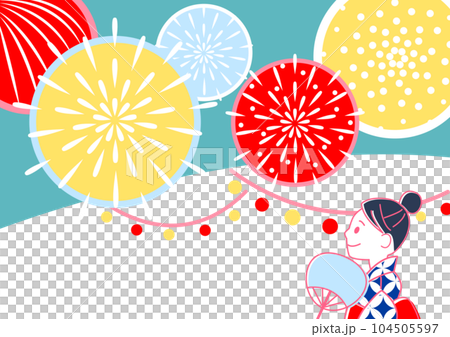 花火を見る女性のイラスト 花火を見る女性のイラスト 104505597