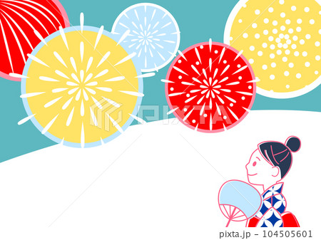 花火を見る女性のイラスト 花火を見る女性のイラスト 104505601