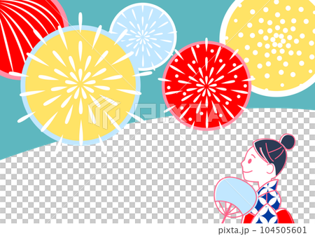 花火を見る女性のイラスト 花火を見る女性のイラスト 104505601