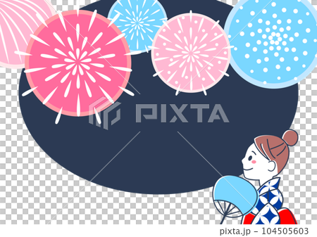 Illustration of a woman watching fireworks Illustration of a woman watching fireworks 104505603