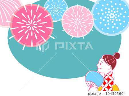 花火を見る女性のイラスト 花火を見る女性のイラスト 104505604